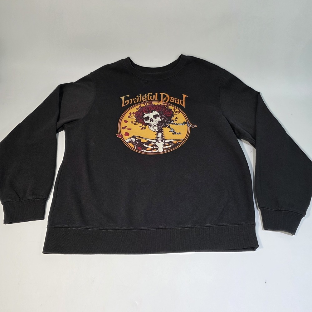 GRATEFUL DEAD Bertha Crewneck Sweatshirt Gray Graphic‎ Skeleton Roses Women's L
